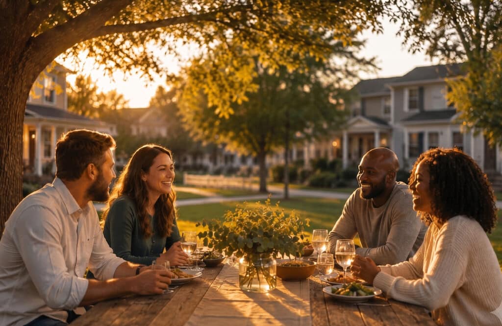 South Brook Webdesign_R6_Home Pg_Luke-07 A group of friends having dinner in a park in South Brook