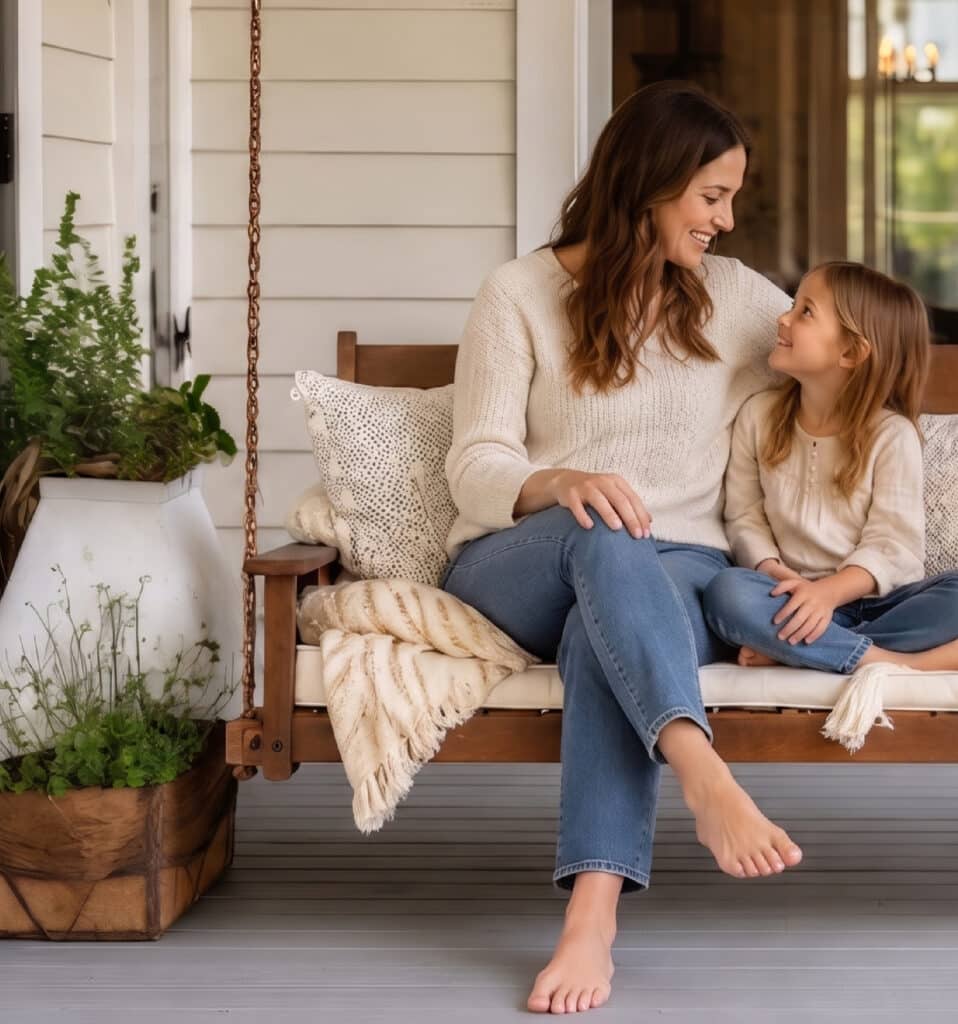 South Brook Webdesign_R6_Home Pg_Luke-08 A mother and daughter sitting on a swing on a porch