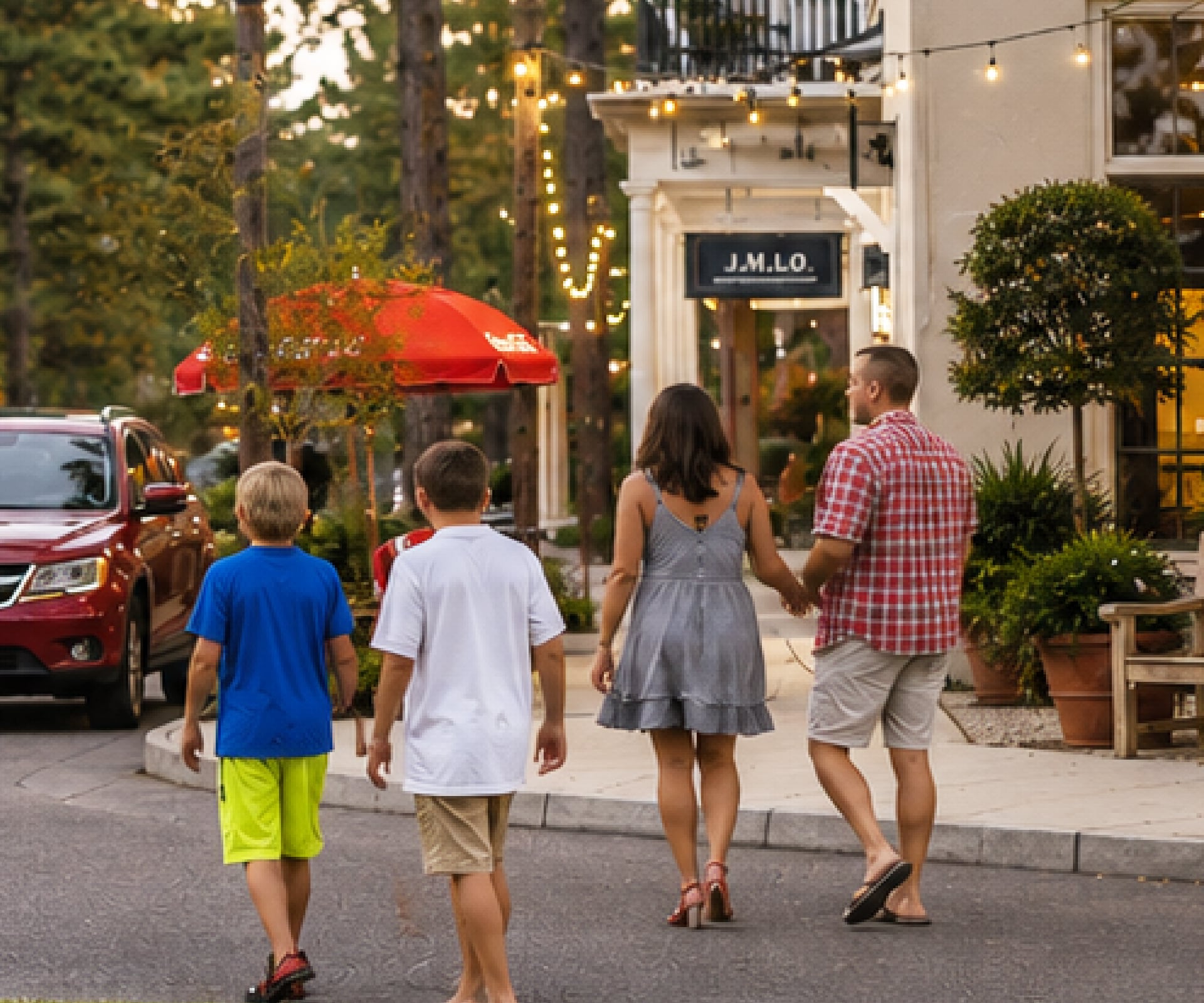 A family walking down a street in alabama