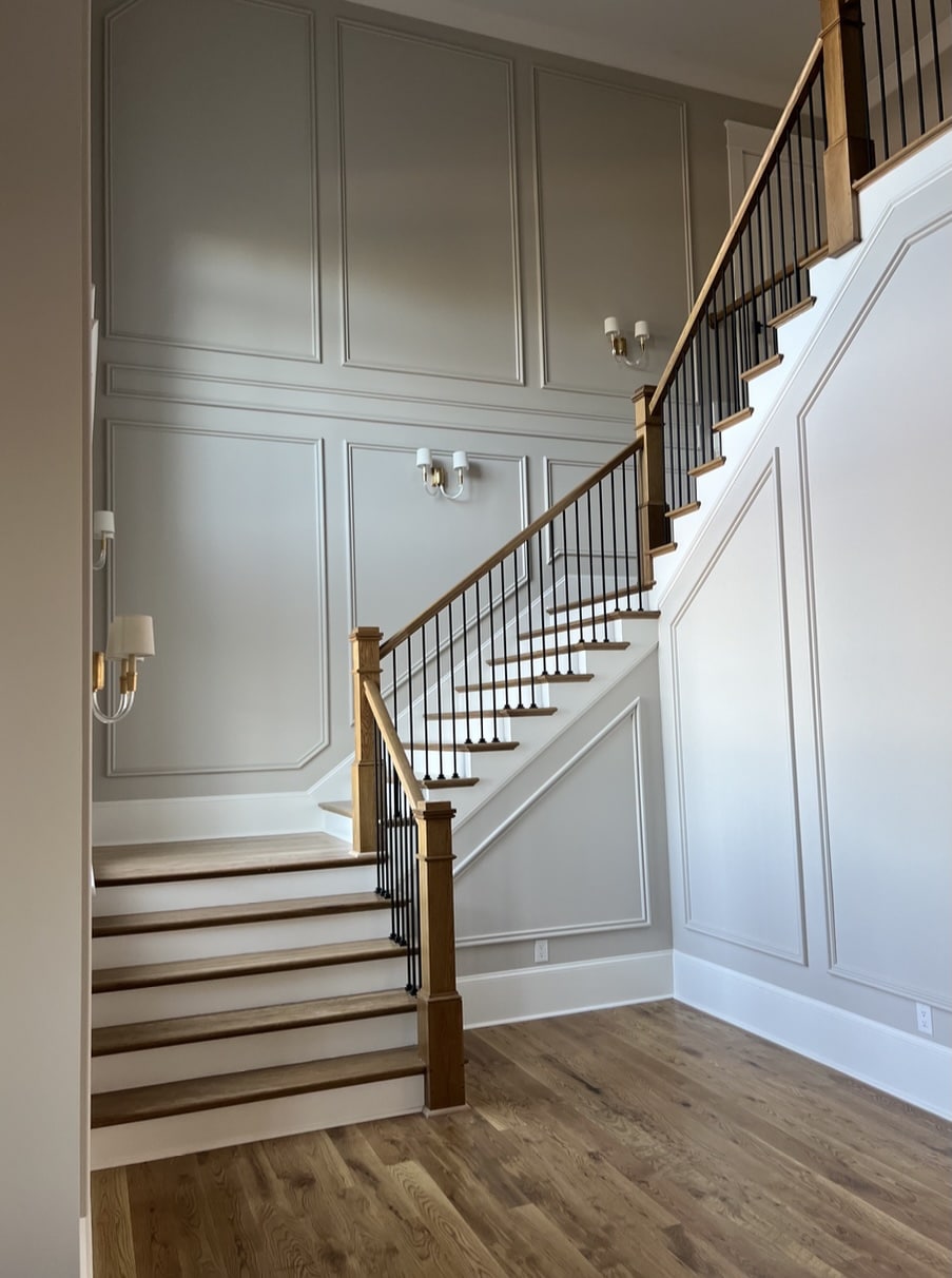 A stairway built by Dh Morris Homes